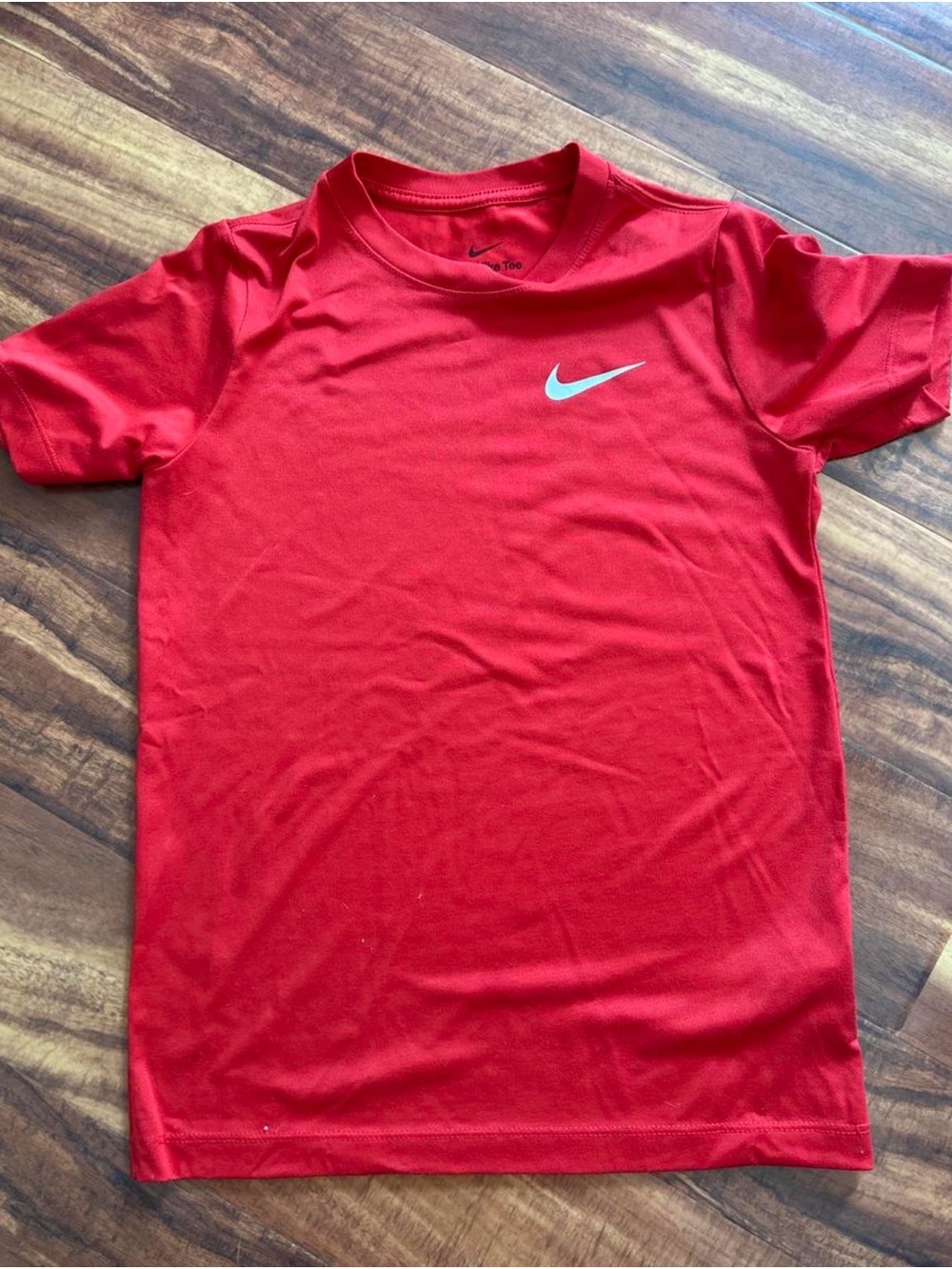 Nike Red Short Sleeve Performance Tee with White Swoosh